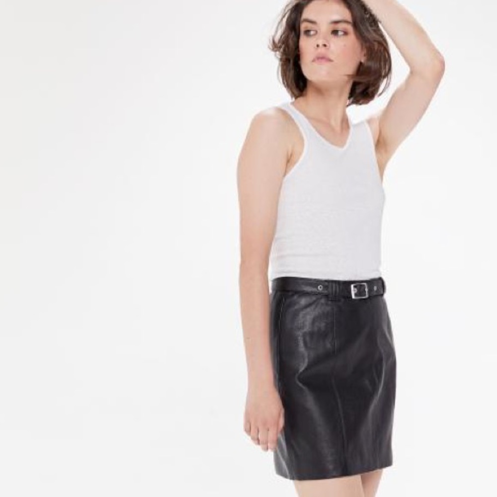 Urban Outfitters Franny Belted Faux Leather Mini Skirt